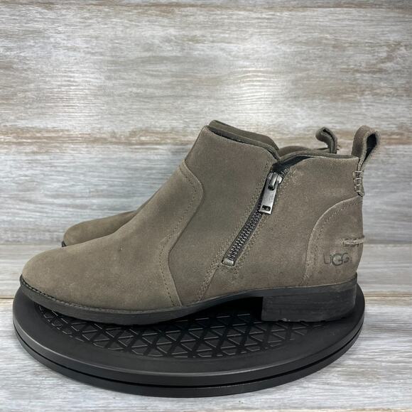 UGG Women's Aureo II Slate Gray Suede Waterproof Zip Up Ankle Boot Size 8 - Picture 1 of 9